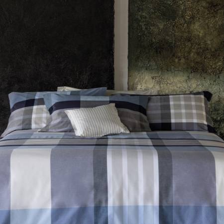 Parure copripiumino matrimoniale bossi in cotone tinto in filo Harris