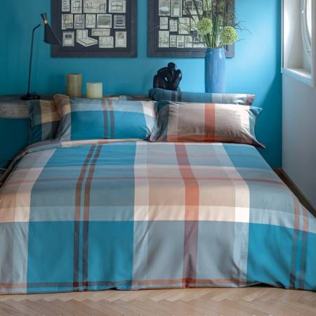 Parure copripiumino matrimoniale bossi in cotone tinto in filo 