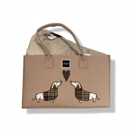 Plaid Morbidotto daunex con borsa di feltro abbinata Bassotti